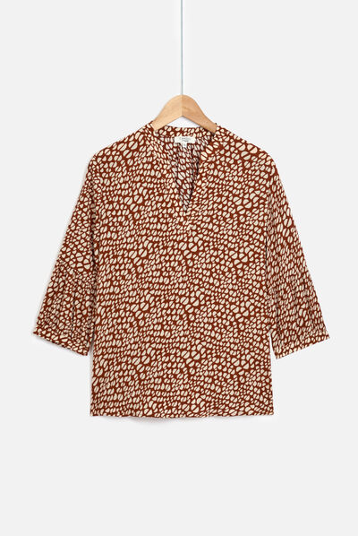 Blusa Samson con motivo marrone cognac donna