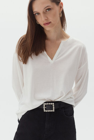 t-shirt texas ivoire femme