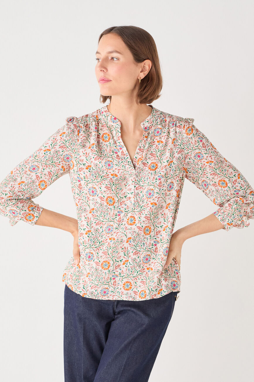 Blouse Cflower rose saumon femme