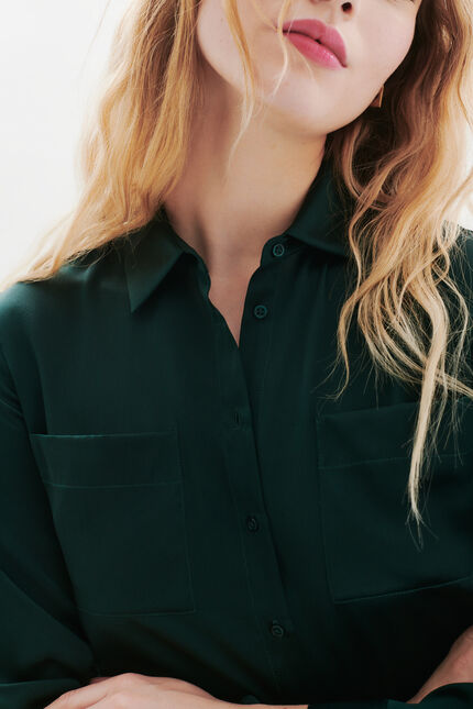 chemise jeanne b 100% soie vert foncé femme