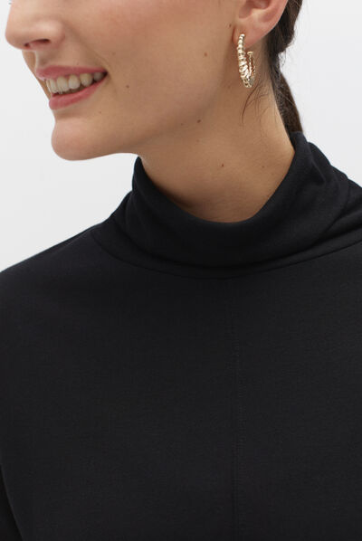 T-shirt Alton met rolkraag zwart vrouw