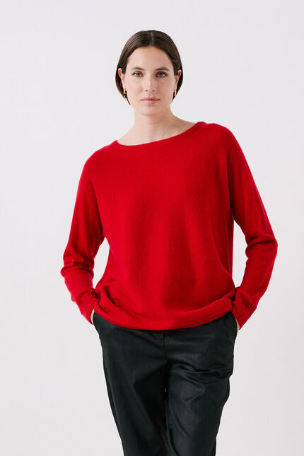 Pull mamelia 100 % cachemire rouge femme