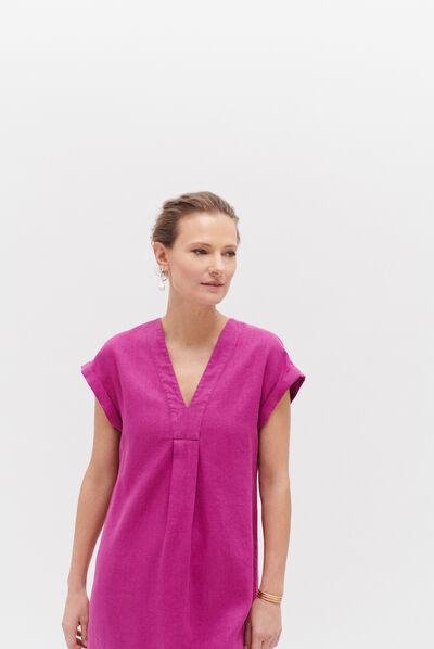 robe mirabelle 100% lin violet femme