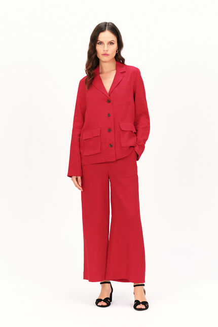 Pantalon pandi 100% lin rouge clair femme