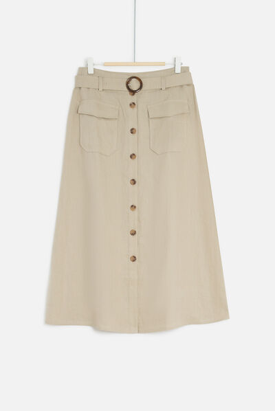 jupe agnes 100% lin taupe femme