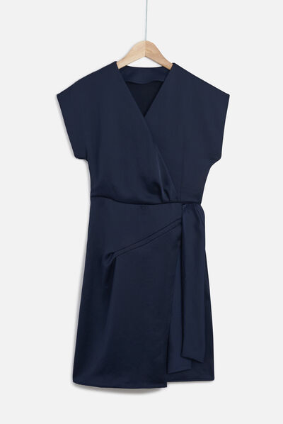Robe laila satinée bleu marine femme
