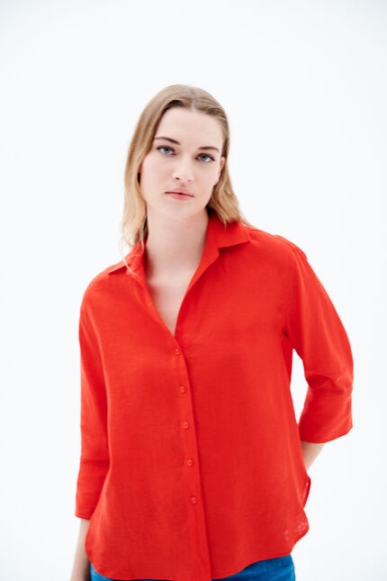 Chemise coraline 100% lin rouge femme