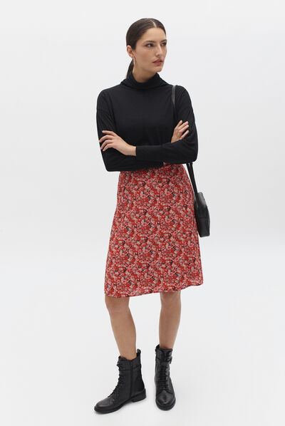 T-shirt Alton met rolkraag zwart vrouw
