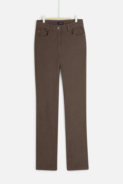 Fluwelen broek Chicago taupe vrouw