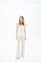 100% linen trym T-shirt ivory woman