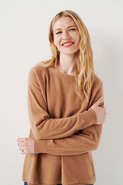 Pull mamelia 100 % cachemire camel femme