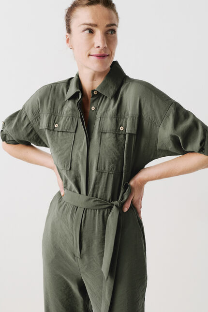 Mono carmin verde caqui mujer