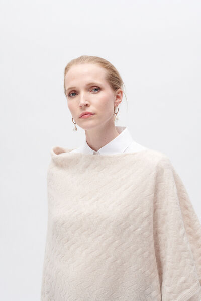 Poncho helea beige femme