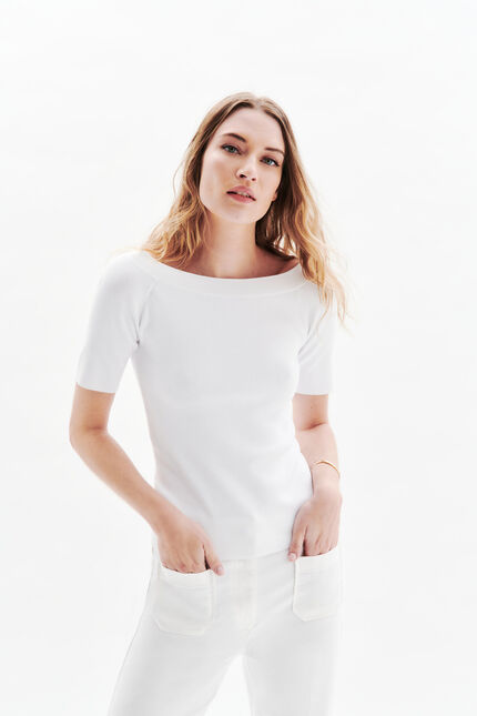 Dunne trui Malone met boothals wit vrouw