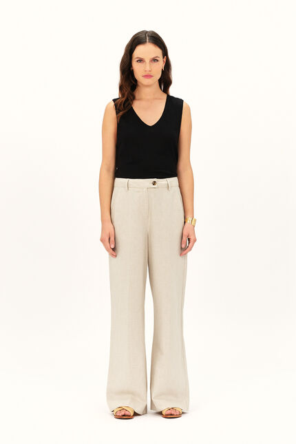 Pantalon paix beige femme