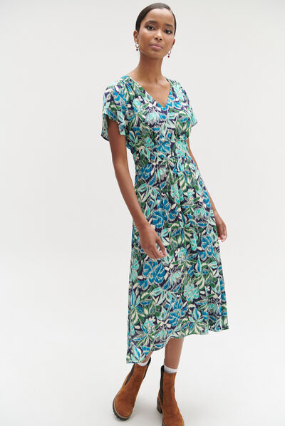 Robe carolina fleurie bleu femme