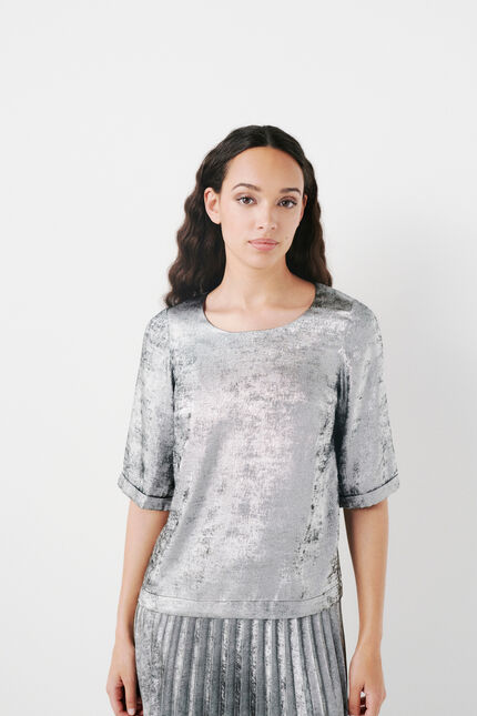 Blouse clarise gris argent femme