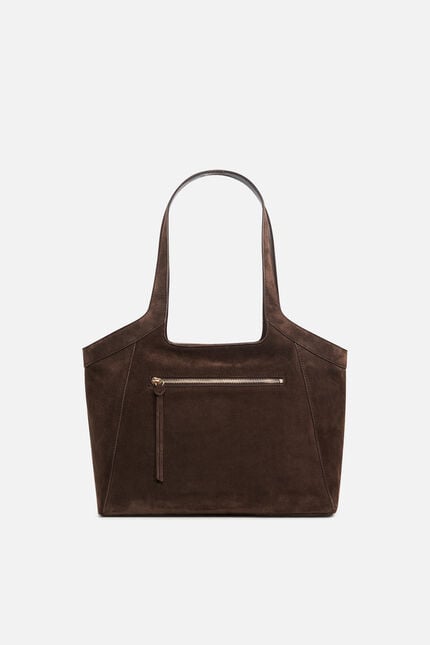 Sac Sacha en croûte de cuir marron foncé femme