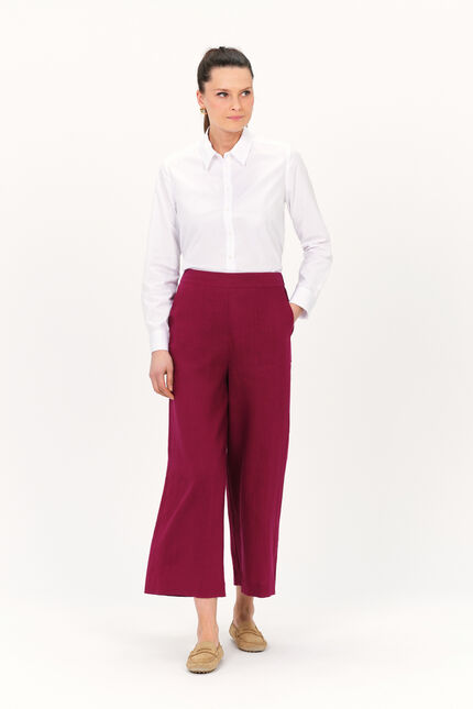 Pantalon pandi 100% lin rose framboise femme