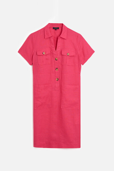 robe laure 100% lin rose fushia femme