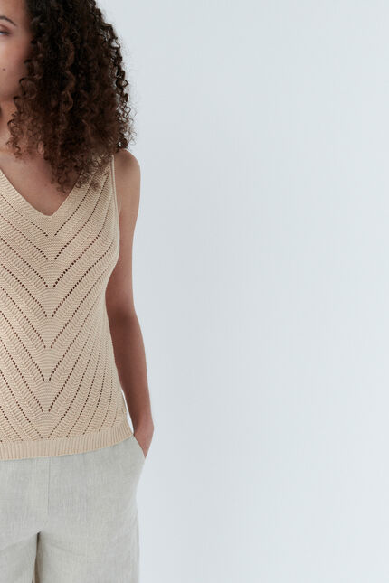 Pull manel beige femme