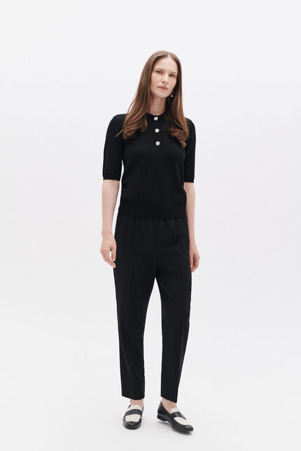 Pantalon pline noir femme