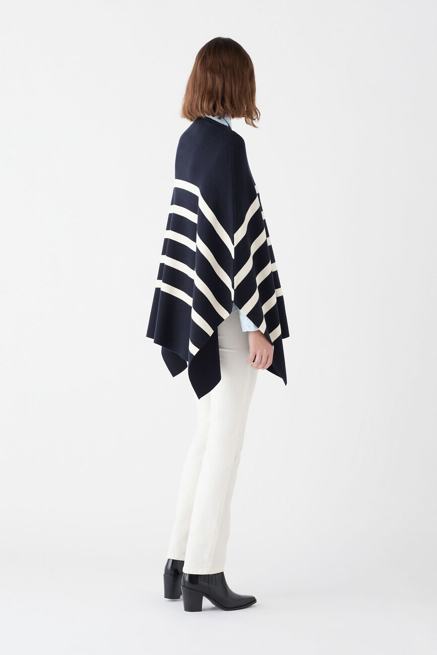 Poncho Helvirane bleu marine femme