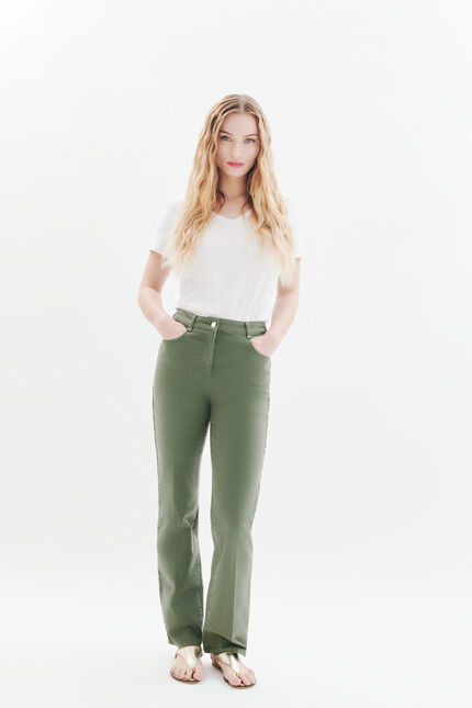 Pantaloni Pcomolong verde cachi donna