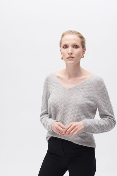 Pull mael gris clair femme