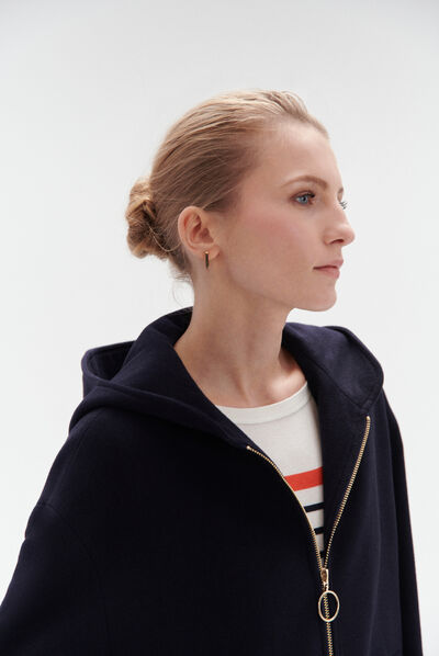 cappotto capucin zip blu navy donna