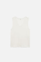 100% linen trym T-shirt ivory woman