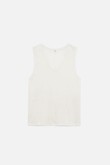 T-shirt trym 100% lin ivoire femme