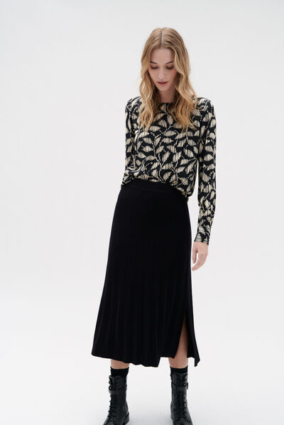 Blusa Lena a motivi nero donna