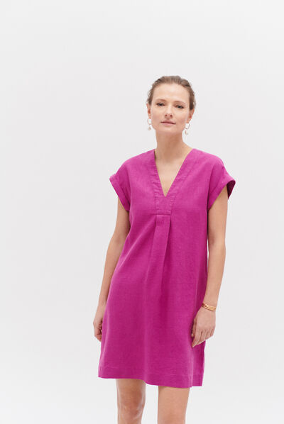 robe mirabelle 100% lin violet femme