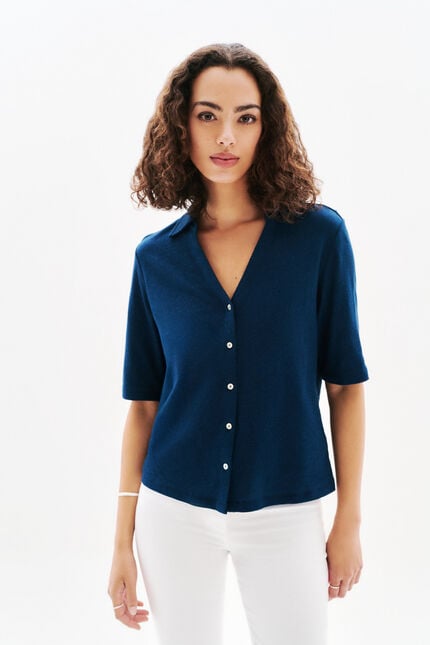 T-shirt Tevelina bleu marine femme