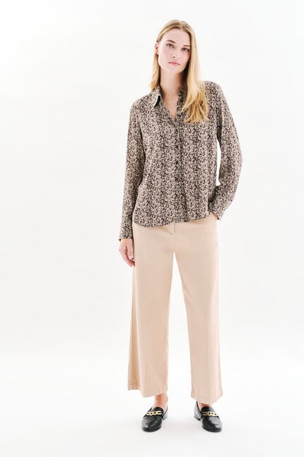 Overhemd Cleony donkerbeige vrouw