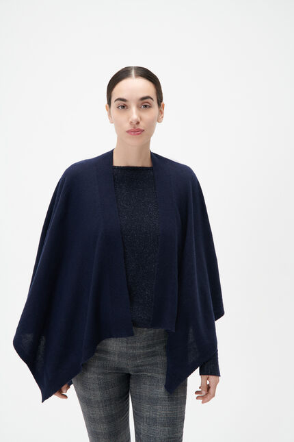 Poncho hera 100% cachemire bleu marine femme