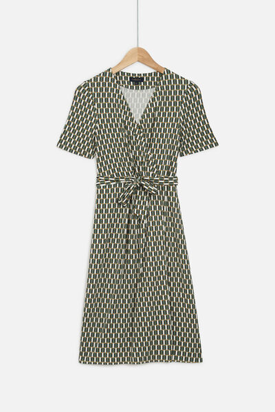 Robe willy à motif graphique vert kaki femme