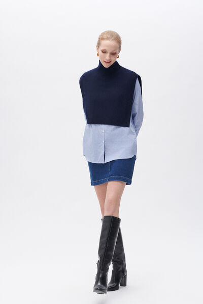 Poncho ysee azul-marinho mulher