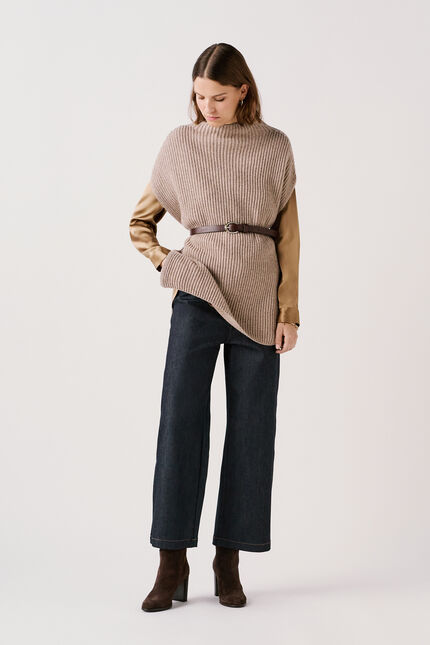 Poncho halba taupe femme