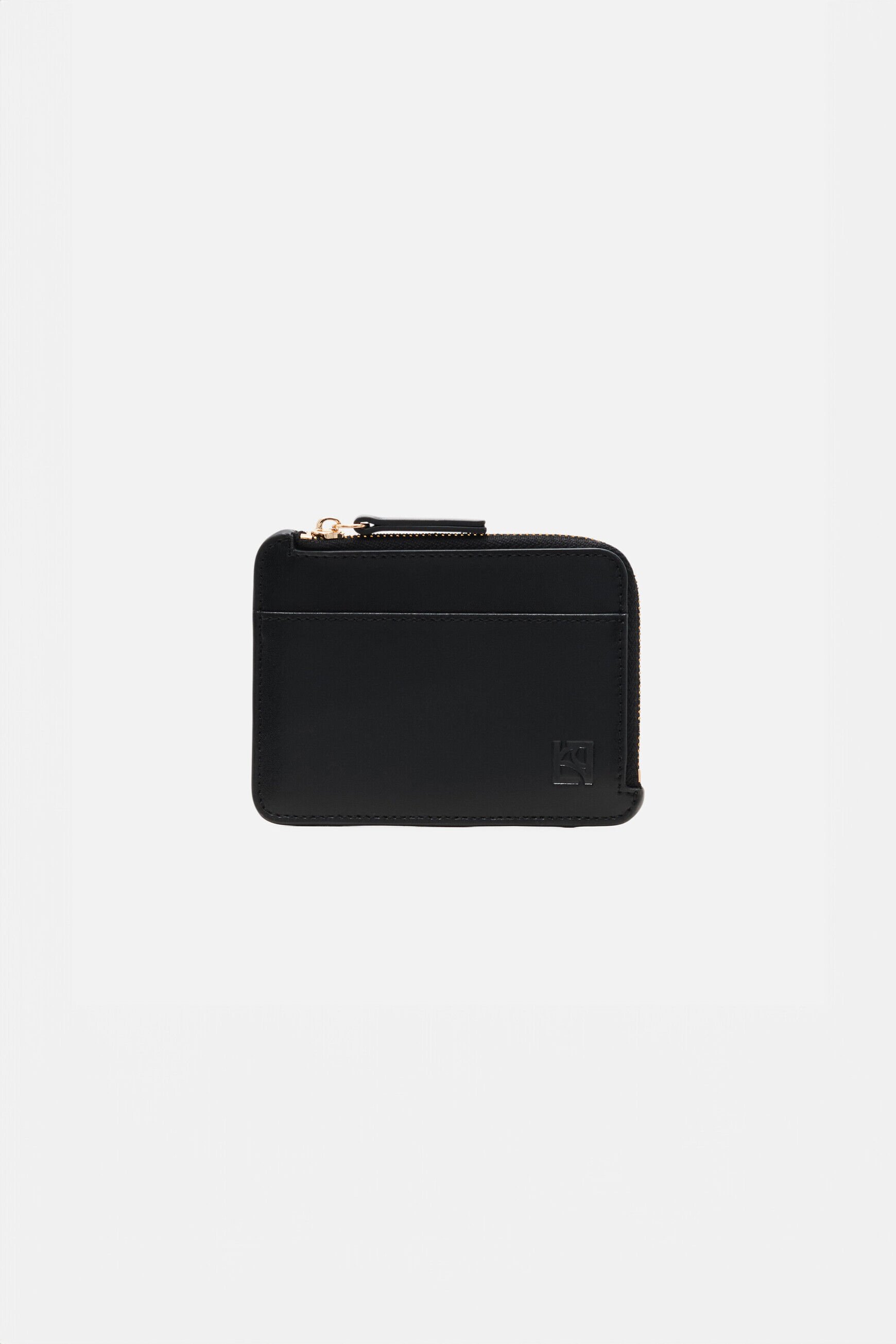 Porte-cartes stanley en cuir naturel noir femme