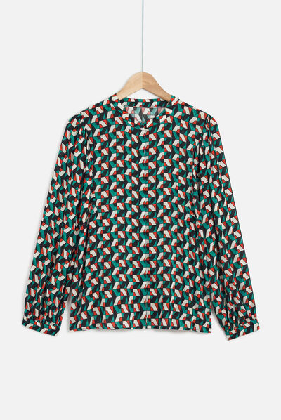 Camicia roskana colletto alla coreana nero donna