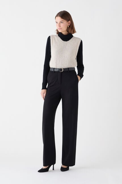Pantalon plea noir femme
