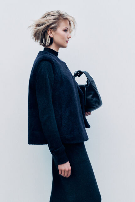 Galette coat navy blue woman