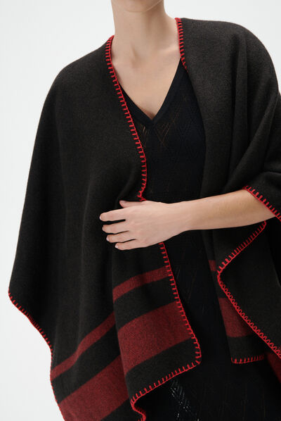 Poncho hared rouge femme