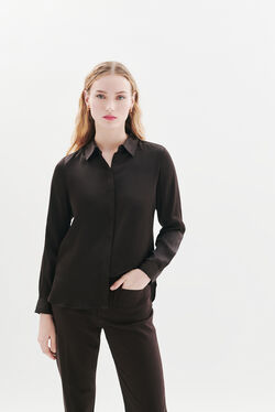 Camicia cjamie1 100% seta marrone cioccolato donna