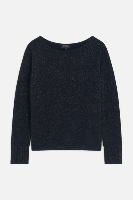 Pull zoan lurex bleu marine femme