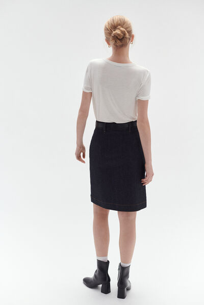 jupe enora denim double stone femme