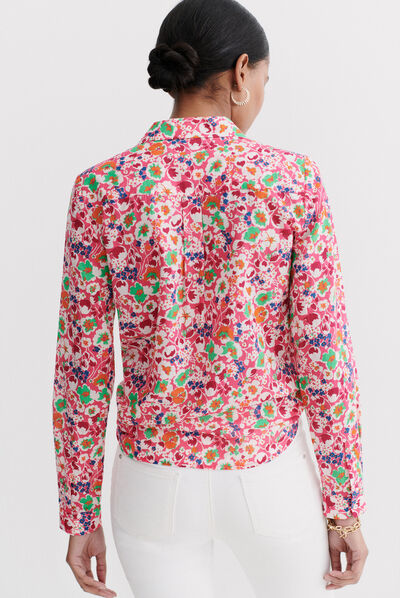 chemisier jessica fleurs rose fushia femme
