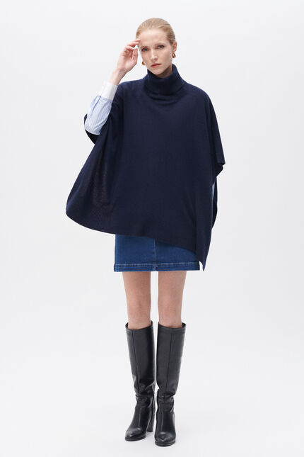 helise poncho navy blue woman